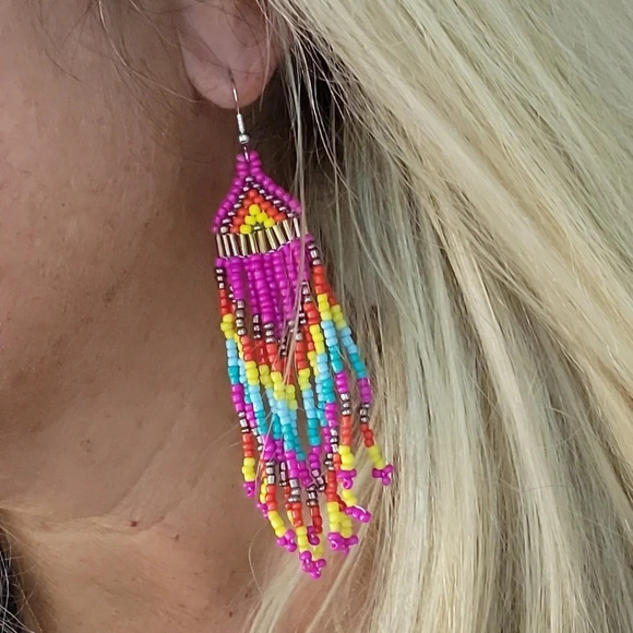 Y2K FESTIVAL TASSEL DROP EARRINGS - Picture 1 of 9